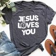 Jesus Loves You Religious Christian Faith Bella Canvas T-shirt Heather Dark Grey