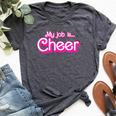 My Job Is Cheer Pink Retro Cheer Mom Girls Bella Canvas T-shirt Heather Dark Grey