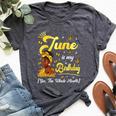 June Is My Birthday African American Woman Birthday Queen Bella Canvas T-shirt Heather Dark Grey