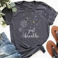 Just Breathe Dandelion And Buterflies Summer Top Bella Canvas T-shirt Heather Dark Grey