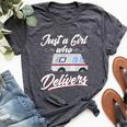 Just A Girl Who Delivers Postwoman Mail Truck Driver Bella Canvas T-shirt Heather Dark Grey