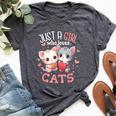 Just A Girl Who Loves Cats Cute Cat Lover Bella Canvas T-shirt Heather Dark Grey