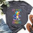 Just A Girl Who Loves Dragons Girl Colorful Dragon Bella Canvas T-shirt Heather Dark Grey