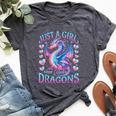 Just A Girl Who Loves Dragons Cute Dragon Bella Canvas T-shirt Heather Dark Grey