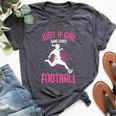 Just A Girl Who Loves Football Girls Youth Players Bella Canvas T-shirt Heather Dark Grey