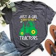 Just A Girl Who Loves Tractors Farm Lifestyle Lover Girls Bella Canvas T-shirt Heather Dark Grey