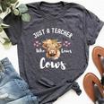 Just A Teacher Who Loves Cows Cute Highland Cow Bella Canvas T-shirt Heather Dark Grey
