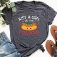 Kawaii Hotdog Lover Just A Girl Who Loves Hot Dogs Bella Canvas T-shirt Heather Dark Grey