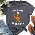 Kiss The Duck Kiss The Cook Joke Pun Chef Bella Canvas T-shirt Heather Dark Grey