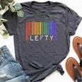 Lefty Left Handed Gay Pride Flag Barcode Queer Rainbow Lgbtq Bella Canvas T-shirt Heather Dark Grey