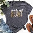 Leopard Auntie Aunt Baby Announcement Bella Canvas T-shirt Heather Dark Grey