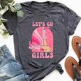 Let's Go Girls Western Cowgirls Pink Groovy Bachelorette Bella Canvas T-shirt Heather Dark Grey