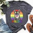 Lgbtq Swedish Vallhund Dog Rainbow Love Gay Pride Bella Canvas T-shirt Heather Dark Grey