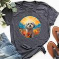 Lhasa Apso Puppy Dog Cute Flower Mountain Sunset Colorful Bella Canvas T-shirt Heather Dark Grey