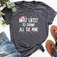 Most Likely To Drink All The Wine Christmas Drinking Alcohol Bella Canvas T-shirt Heather Dark Grey