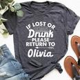 If Lost Or Drunk Please Return To Olivia Name Women Bella Canvas T-shirt Heather Dark Grey