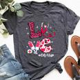 Love Cna Life Messy Bun Valentine's Day Bella Canvas T-shirt Heather Dark Grey