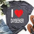 I Love Dayseekers Merch White Text Man Woman Heart Bella Canvas T-shirt Heather Dark Grey