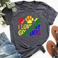 I Love My Gay Dog Rainbow Flag Supportive Ally Inclusive Bella Canvas T-shirt Heather Dark Grey