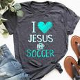 I Love Jesus And Soccer Christian Futbal Goalie Bella Canvas T-shirt Heather Dark Grey