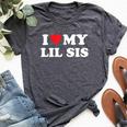 I Love My Lil Sis Big Little Sister Matching Bella Canvas T-shirt Heather Dark Grey