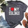 I Love My Siblings Family Celebration Brother Sister Bella Canvas T-shirt Heather Dark Grey