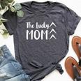 The Lucky Mom Down Syndrome Awareness Three Arrow 21 Bella Canvas T-shirt Heather Dark Grey