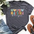 Maestra Bilingue Hearts Maestra De Español Spanish Teacher Bella Canvas T-shirt Heather Dark Grey