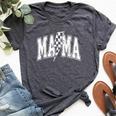 Mama Lightning Bolt Checkered Mother's Day Varsity For Mom Bella Canvas T-shirt Heather Dark Grey