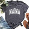 Mama Lightning Bolt Checkered Varsity Mom Mother's Day Bella Canvas T-shirt Heather Dark Grey