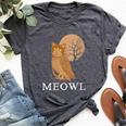 Meowl Cat Owl With Tree And Full Moon Bella Canvas T-shirt Heather Dark Grey