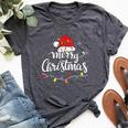 Merry Christmas Lights Red Santa Hat Xmas Family Women Bella Canvas T-shirt Heather Dark Grey