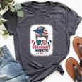 Messy Bun 4Th Of July Pregnant Patriotic Af Pregnancy Bella Canvas T-shirt Heather Dark Grey