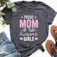 Mom Of 2 Girls Two Daughters Mother's Day Bella Canvas T-shirt Heather Dark Grey