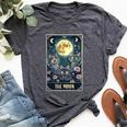 The Moon Tarot Card Three Cats Moon Flower Cute Cat Moon Bella Canvas T-shirt Heather Dark Grey