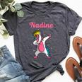 Nadine Name Personalized Birthday Dabbing Unicorn Queen Bella Canvas T-shirt Heather Dark Grey