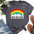 New Orleans Pride Lgbtq Rainbow Skyline Bella Canvas T-shirt Heather Dark Grey