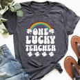 One Lucky Teacher St Patrick's Day Teacher Bella Canvas T-shirt Heather Dark Grey