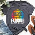 Original Dania Beach Retro Sunset Fl Beach Lifestyle Dania Bella Canvas T-shirt Heather Dark Grey