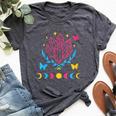 Pansexual Subtle Pan Pride Lgbtq Subtle Moon Phase Crystals Bella Canvas T-shirt Heather Dark Grey