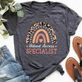 Patient Access Specialist Leopard Rainbow Appreciation Bella Canvas T-shirt Heather Dark Grey