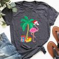 Pink Flamingo Christmas Palm Tree Tropical Xmas Bella Canvas T-shirt Heather Dark Grey