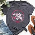 Pink Retro Girl's Trip Memories 2024 Besties Travel Together Bella Canvas T-shirt Heather Dark Grey