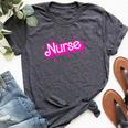 Pink Retro Nurse Appreciation Nursing Profession Rn Lpn Np Bella Canvas T-shirt Heather Dark Grey
