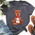 Pitbull Yoga Animal Lover Zen Dog Puppy Yogi Namaste Bella Canvas T-shirt Heather Dark Grey