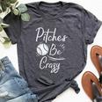 Pitches Be Crazy Baseball Sports Player Boys Bella Canvas T-shirt Heather Dark Grey