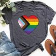 Progress Pride Flag Vintage Rainbow Heart Love Lgbt Pocket Bella Canvas T-shirt Heather Dark Grey