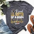 Proud Lil Sister Of A 2024 Graduate Class Senior Graduation Bella Canvas T-shirt Heather Dark Grey