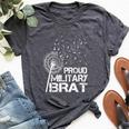 Proud Military Brat Military Child Month Purple Up Dandelion Bella Canvas T-shirt Heather Dark Grey