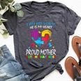 Pround Autism Mom Heart Mother Puzzle Piece Autism Awareness Bella Canvas T-shirt Heather Dark Grey